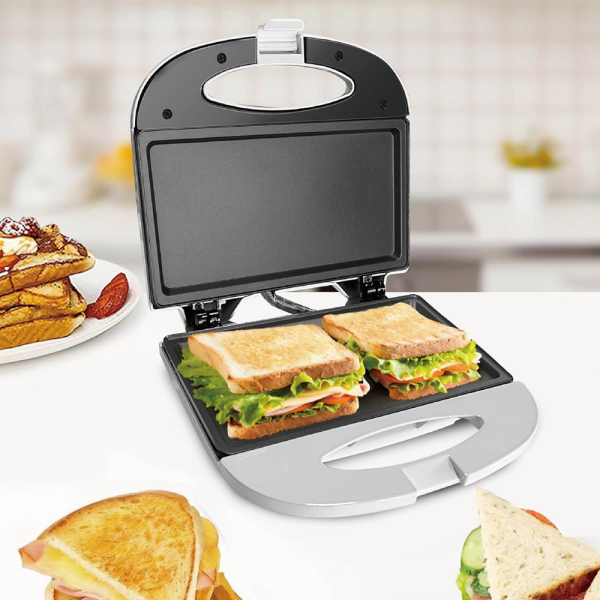 BENE CASA NONSTICK FLAT GRILL SANDWICH PRESS WHITE | BC-98869 - Image 