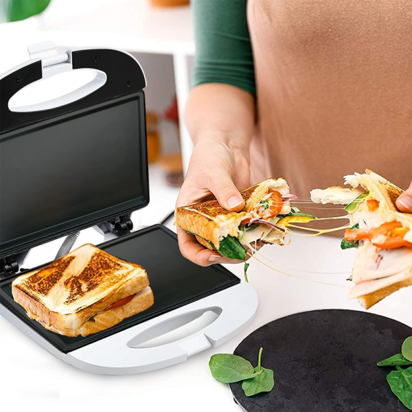 BENE CASA NONSTICK FLAT GRILL SANDWICH PRESS WHITE | BC-98869 - Image 