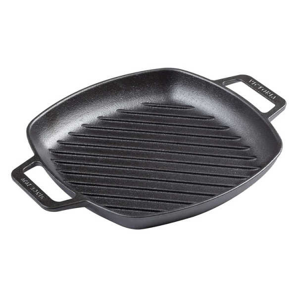 VICTORIA 10" SQUARE GRILL PAN WITH DOUBLE LOOP HANDLE | SKL-201 - Image 1