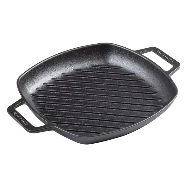 VICTORIA 10" SQUARE GRILL PAN WITH DOUBLE LOOP HANDLE | SKL-201 - Image 1