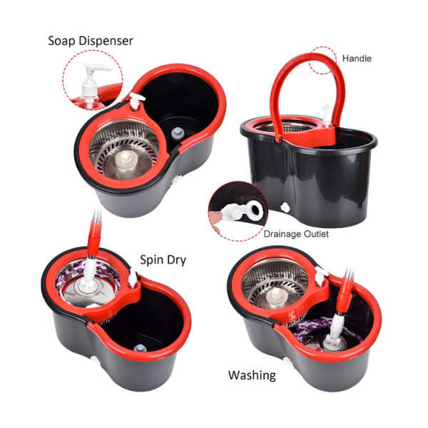 MOP AND BUCKET WITH SOAP DISPENSER | S+M - Image 
