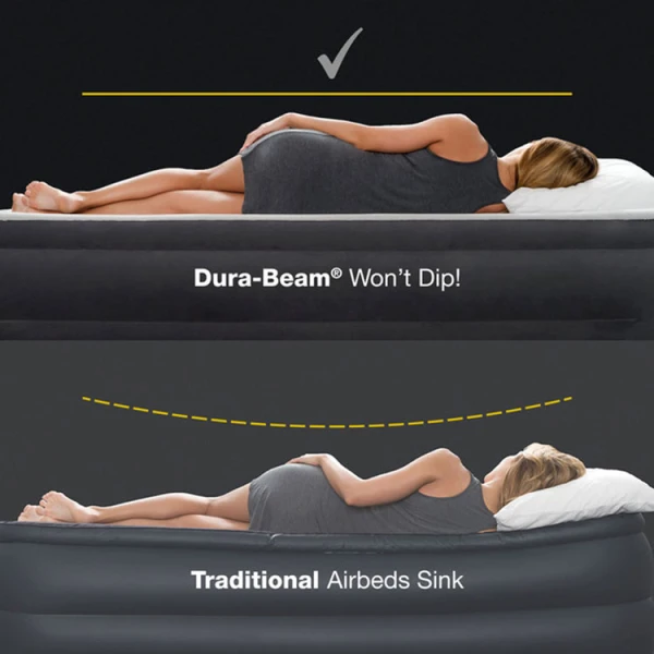 INTEX DURA-BEAM STANDARD PRESTIGE DOWNY AIR MATTRESS W/ BATTERY PUMP FULL SIZE | 64778 - Image 
