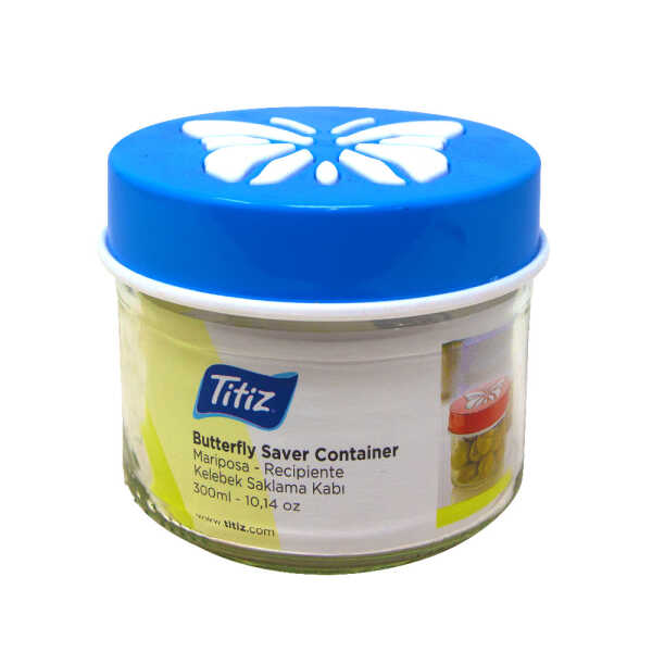 GLASS FOOD STORAGE BUTTERFLY PATERN 300ML | KC-153 - Image 