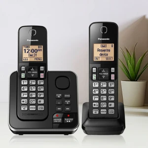 PANASONIC 2 HANDSET CORDLESS TELEPHONE W/ANSWERING & SPEAKER PHONE BLACK | KX-TGC362B - Image 