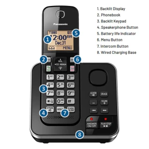 PANASONIC 2 HANDSET CORDLESS TELEPHONE W/ANSWERING & SPEAKER PHONE BLACK | KX-TGC362B - Image 
