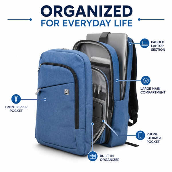 KLIP XTREME 15.6" NOTEBOOK LAPTOP BACKPACK BLUE | KNB-416BL - Image 