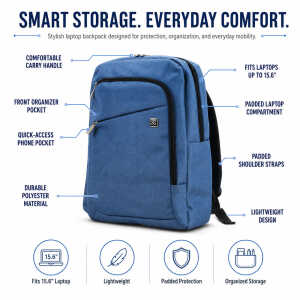 KLIP XTREME 15.6" NOTEBOOK LAPTOP BACKPACK BLUE | KNB-416BL - Image 