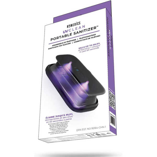 HOMEDICS PORTABLE UV SANITIZER CLEANER FOR CELLPHONE | SAN-PH100-BK - Image 