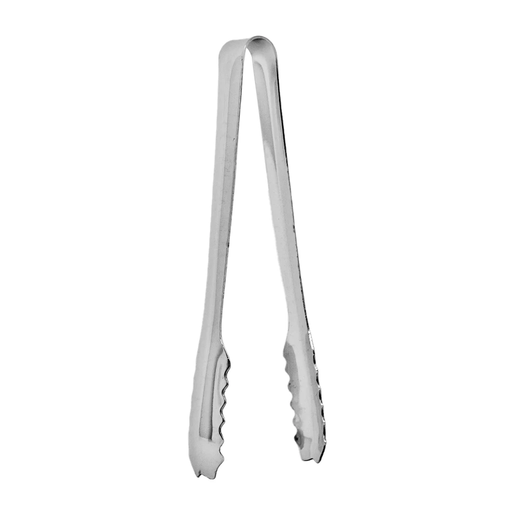 Stainless steel ice tongs with a serrated grip