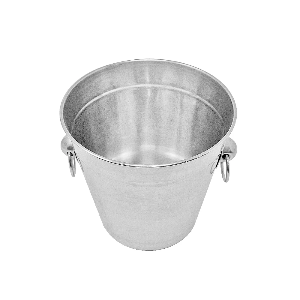 Stainless steel ice bucket with ring handles