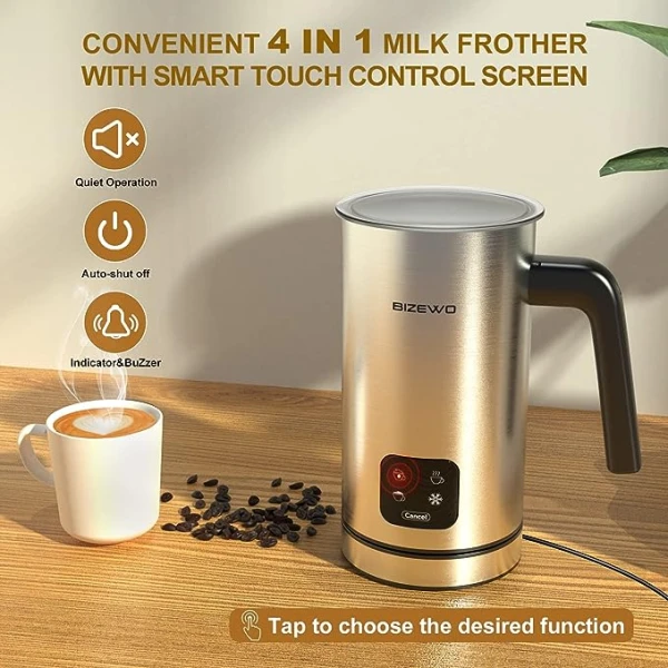 BIZEWO 4 IN 1 ELECTRIC MILK FROTHER | VARIETY - Image 