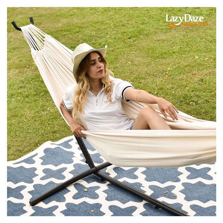 LAZY DAZE DOUBLE HAMMOCK WITH SPACE SAVING STAND NATURAL 9FT COMBI09W HSDS Online