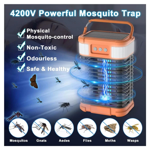 FREE ICE SOLAR 4200V BUG ZAPPER CORDLESS & RECHARGEABLE OUTDOOR & WATERPROOF | MWQBK2301 - Image 