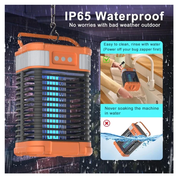 FREE ICE SOLAR 4200V BUG ZAPPER CORDLESS & RECHARGEABLE OUTDOOR & WATERPROOF | MWQBK2301 - Image 