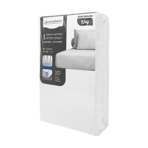 Scarlett Classics King Fitted Sheet – White Elegance Collection