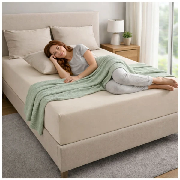 Elastic fitted sheet for full-sized mattress