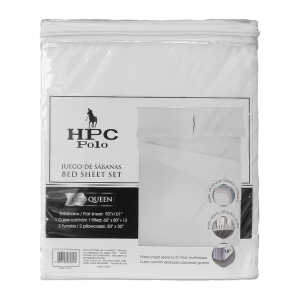 HPC POLO QUEEN SHEET SET 4PC - WHITE | SCR-3206-Q