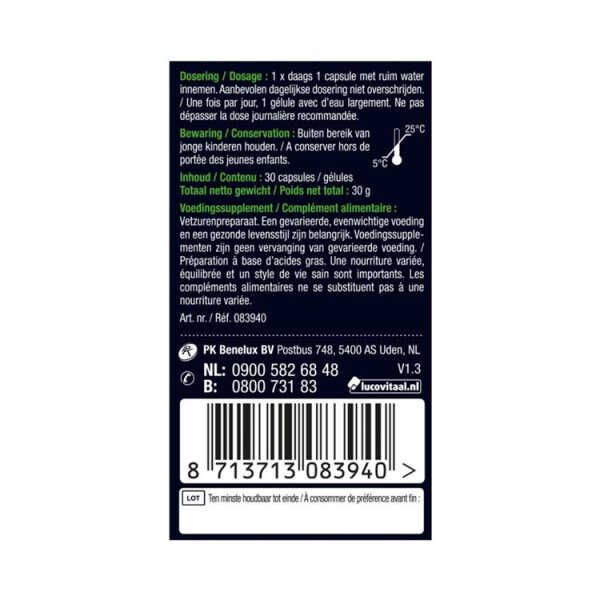 LUCOVITAAL OMEGA-3 375MG DHA & EPA VEGAN - 30 CAPSULES | 83940 - Image 