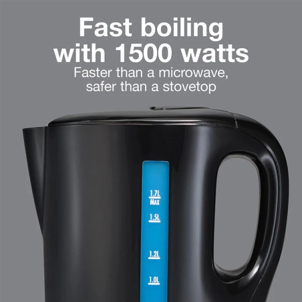 Proctor Silex electric kettle blue water window