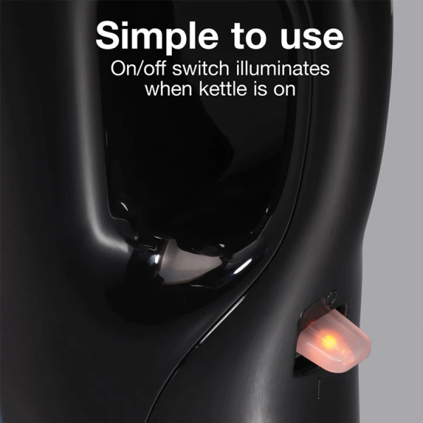 Glowing orange power switch on electric kettle