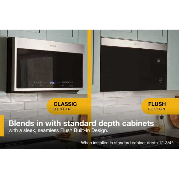 WHIRLPOOL 1.1 CUFT. OVER THE RANGE MICROWAVE OVEN W/ FLUSH BUILT-IN DESIGN BLACK | WMMF5930PZ - Image 