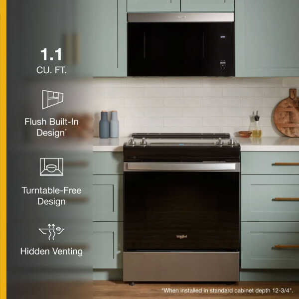 WHIRLPOOL 1.1 CUFT. OVER THE RANGE MICROWAVE OVEN W/ FLUSH BUILT-IN DESIGN BLACK | WMMF5930PZ - Image 