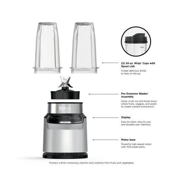 NINJA NUTRI PRO 1000 WATTS PERSONAL BLENDERS CLOUD SILVER | BN401 - Image 