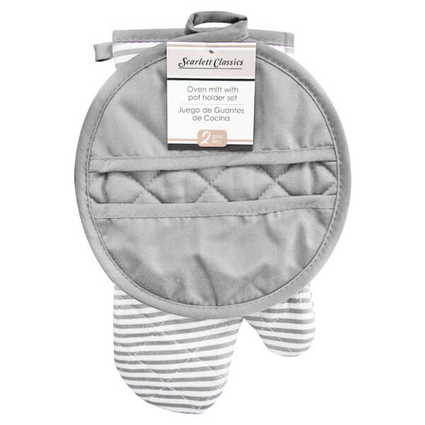 SCARLETT CLASSICS KITCHEN OVEN MITT WITH POTHOLDER SET | NV-1393 - Image 