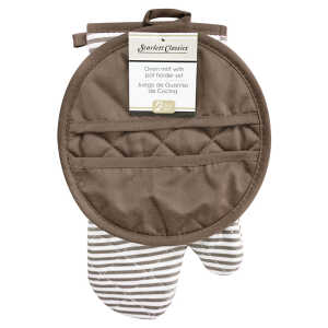 SCARLETT CLASSICS KITCHEN OVEN MITT WITH POTHOLDER SET | NV-1393 - Image 