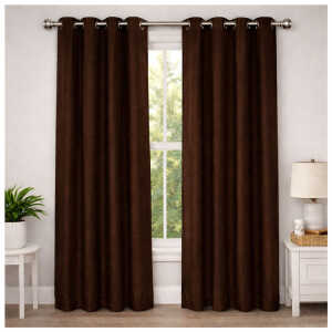 BLACKOUT WINDOW CURTAIN W/ GROMMETS BROWN | NV-886 - Image 