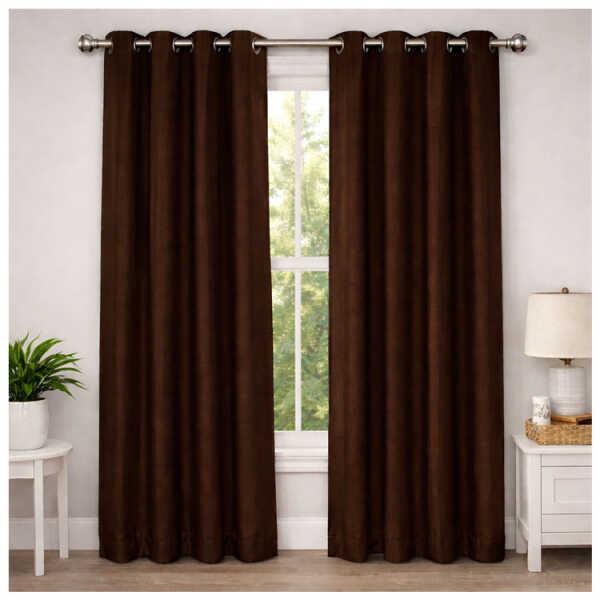 BLACKOUT WINDOW CURTAIN W/ GROMMETS BROWN | NV-886 - Image 