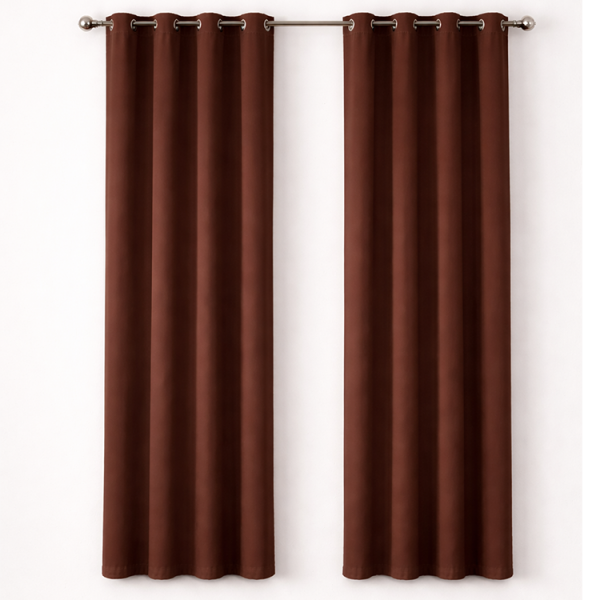 BLACKOUT WINDOW CURTAIN W/ GROMMETS BROWN | NV-886 - Image 1