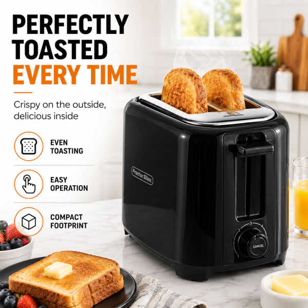 PROCTOR SILEX 2 WIDE SLOT (BAGEL) TOASTER - BLACK | 22215 - Image 