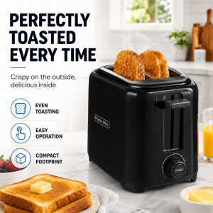 PROCTOR SILEX 2 WIDE SLOT (BAGEL) TOASTER - BLACK | 22215 - Image 