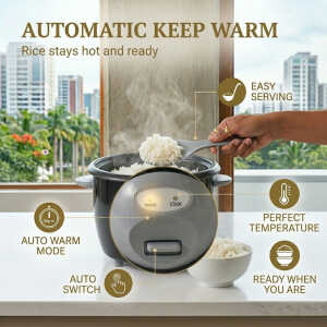 HAMILTON BEACH 10 CUP GLASS LID RICE COOKER BLACK | 37542 - Image 