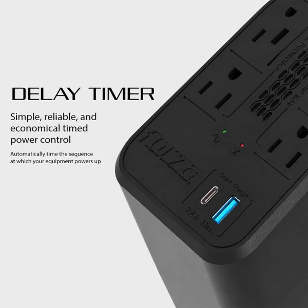 FORZA VOLTAGE REGULATOR, 1200VA/600W, 8 OUTLETS | FVR-1221USB - Image 