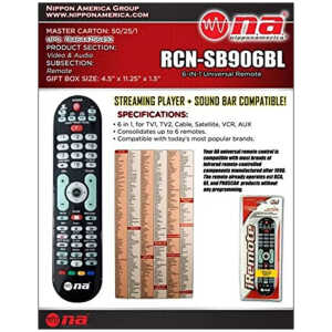 NIPPON AMERICA 6 IN 1 UNIVERSAL REMOTE | RCN-SB906BL - Image 
