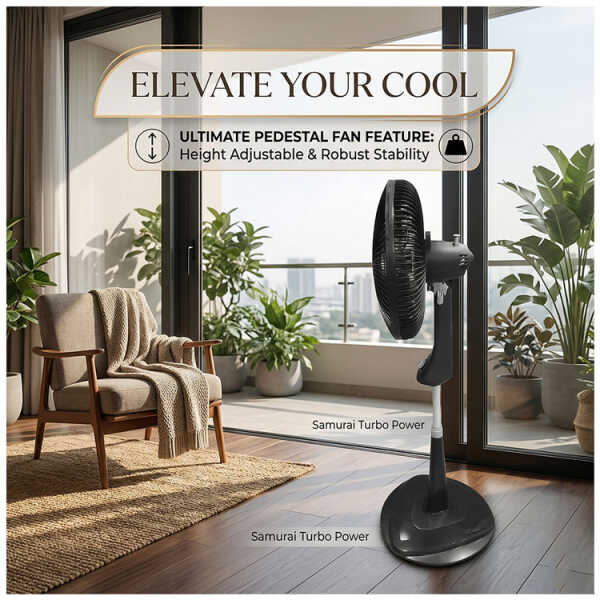 SAMURAI TROPICAL PLUS 18" PEDESTAL FAN 120V BLACK | VE2312IO - Image 