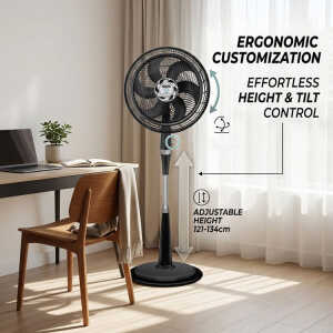SAMURAI ULTRA SILENCE FORCE 2-IN-1 18" PEDESTAL FAN 120V BLACK | VE3473IO - Image 