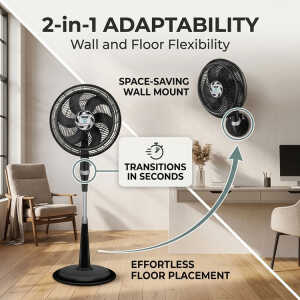 SAMURAI ULTRA SILENCE FORCE 2-IN-1 18" PEDESTAL FAN 120V BLACK | VE3473IO - Image 