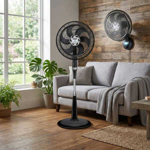 SAMURAI ULTRA SILENCE FORCE 2-IN-1 18" PEDESTAL FAN 120V BLACK | VE3473IO - Image 