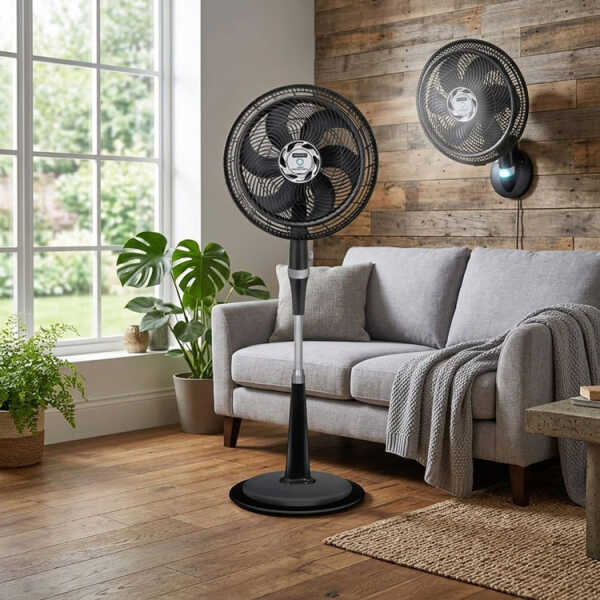 SAMURAI ULTRA SILENCE FORCE 2-IN-1 18" PEDESTAL FAN 120V BLACK | VE3473IO - Image 