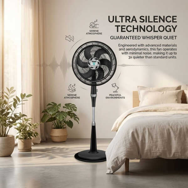 SAMURAI ULTRA SILENCE FORCE 2-IN-1 18" PEDESTAL FAN 120V BLACK | VE3473IO - Image 
