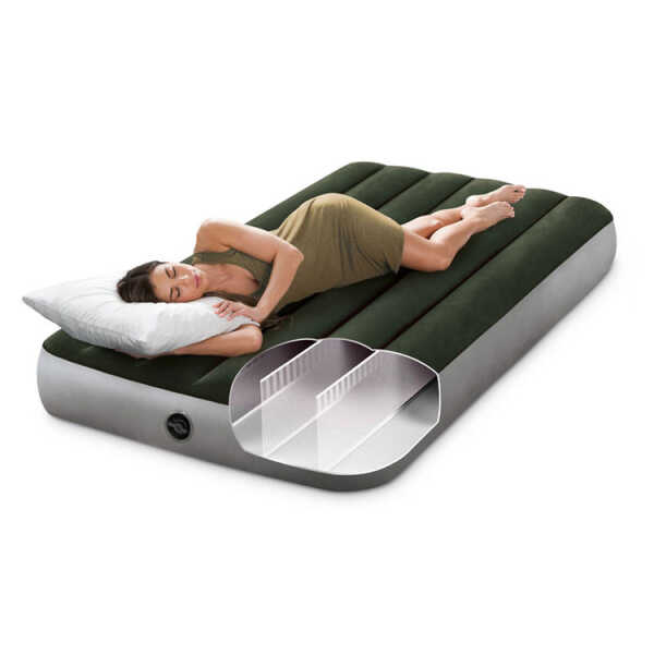 INTEX TWIN DURA-BEAM DOWNY AIR MATTRESS WITH BUILT-IN FOOT PUMP | 64761 - Image 