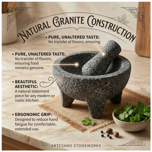 BENE CASA MORTAR AND PESTLE GRANITE STAMPER | BC-42205 - Image 