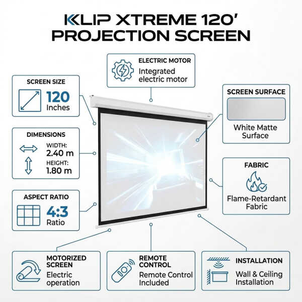 KLIP XTREME 120" PROJECTION SCREEN WITH CONTROL | KPS-503 - Image 