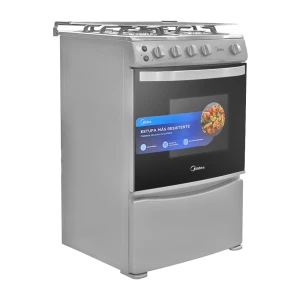 MIDEA 24" 4-BURNERs GASRANGE WITH GLASS LID STAINLESS STEEL | MGS24F1LGAGG - Image