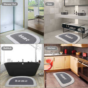 ANTI-SLIP HALF ROUND FURRY BATH MAT 40 X 60 CM | VARIETY - Image 