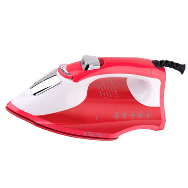 BLACK & DECKER LIGHT 'N EASY STEAM IRON CERAMIC GLIDE RED 1200W | IR1865 - Image 