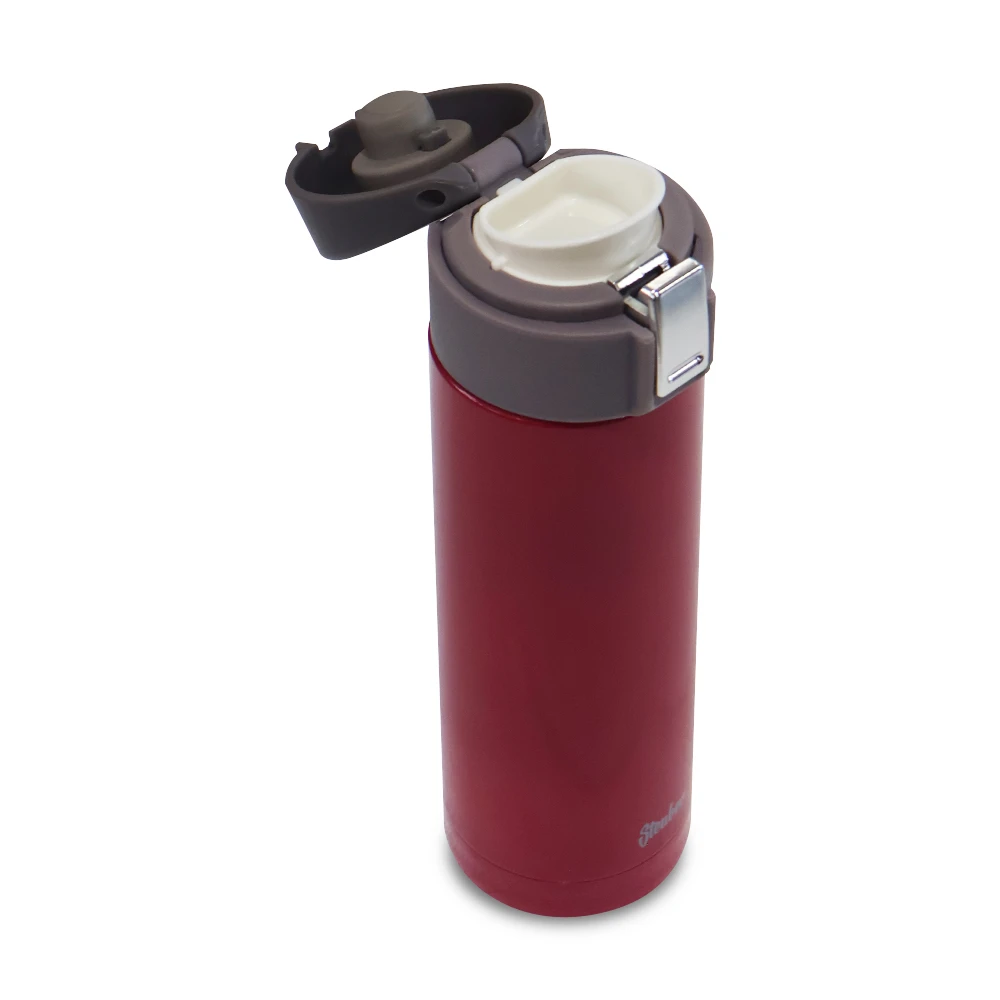 Lid open with white drinking spout showing
